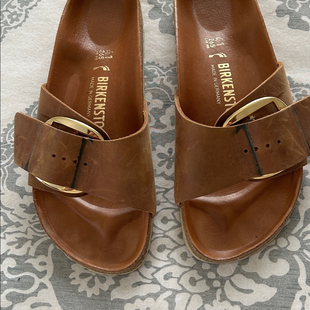 Birkenstock Madrid Cognac Tan Sandals with Gold Buckle, size 41 - Picture 3 of 8